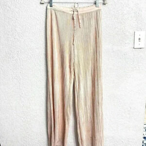 Victoria’s Secret Plisse Lounge Pants Gold Metallic Pleated Women’s Small
